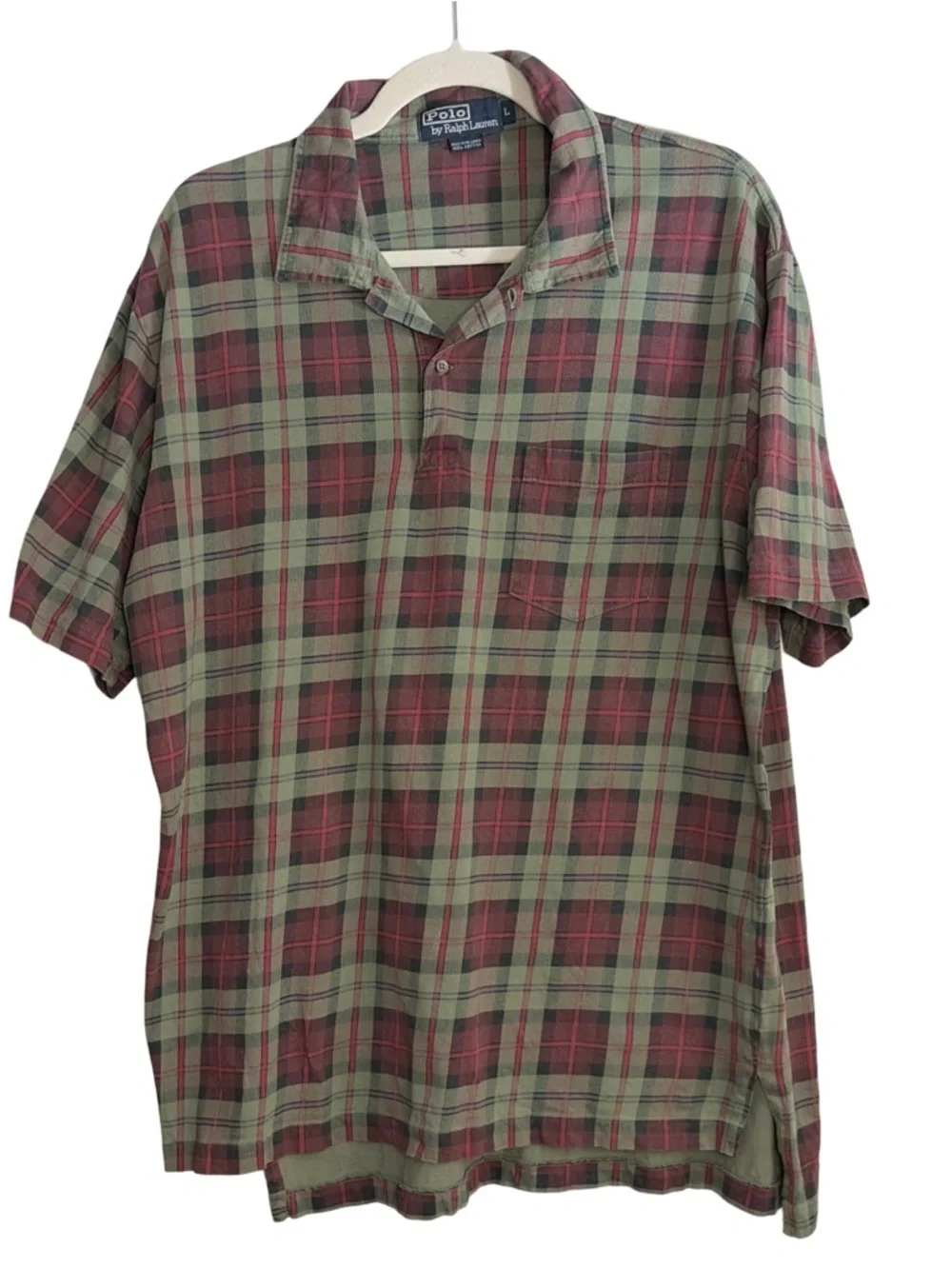 Ralph Lauren Plaid Polo in Green and Red